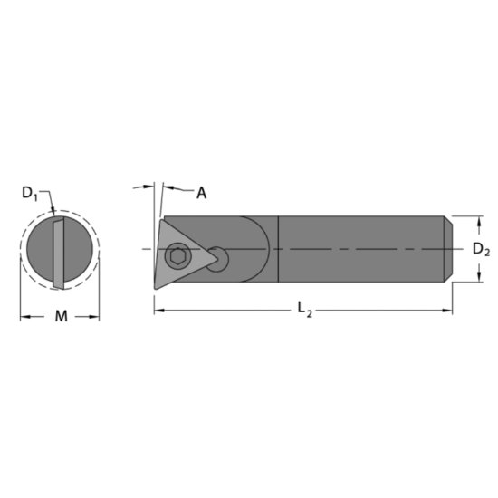 Picture of Everede Tool HD4000LCH Triangle Boring Bar Dia0.7500 Positive 0.7500 19.05mm - 3/4Cutter Dia
